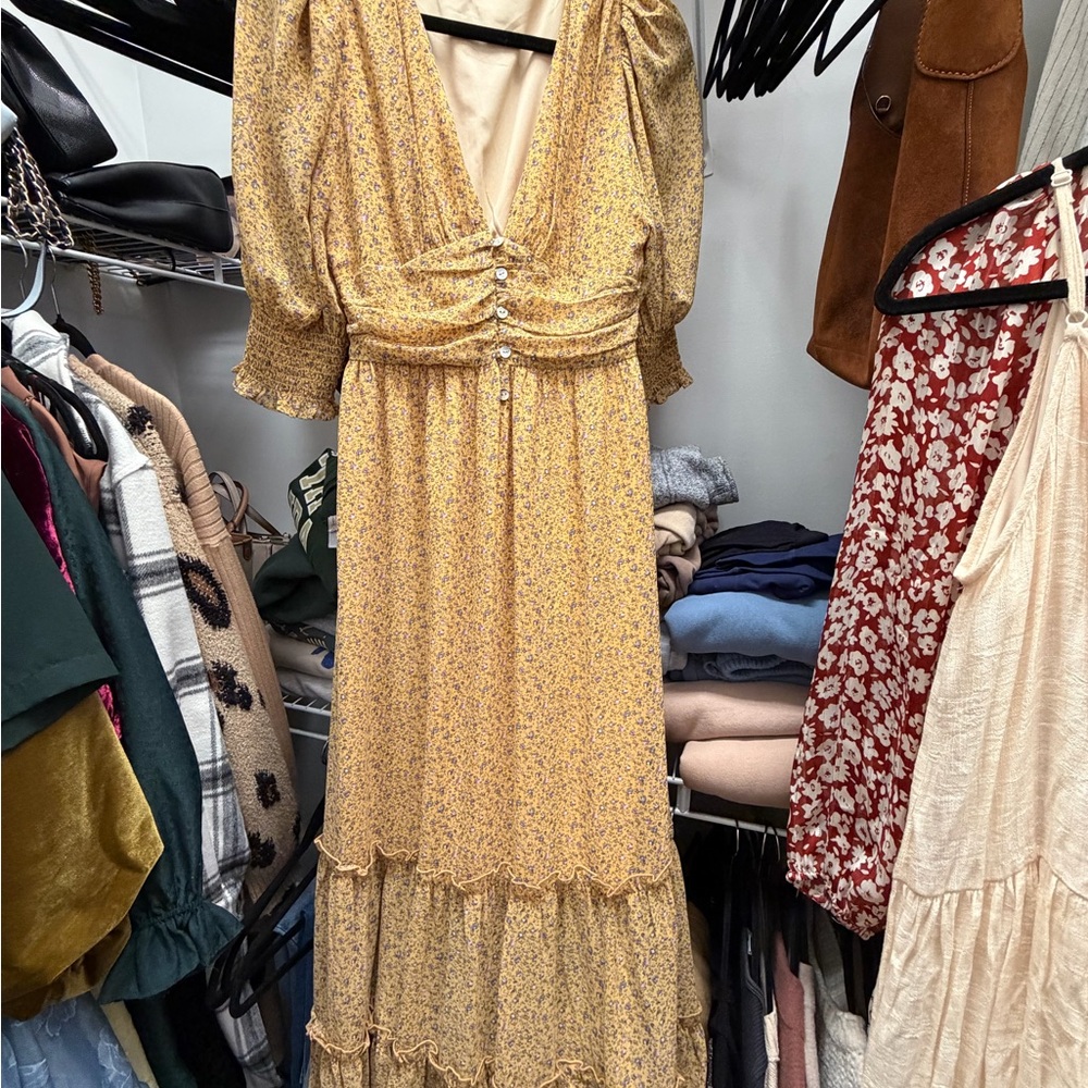 Altar'd State Yellow Floral Maxi Dress
